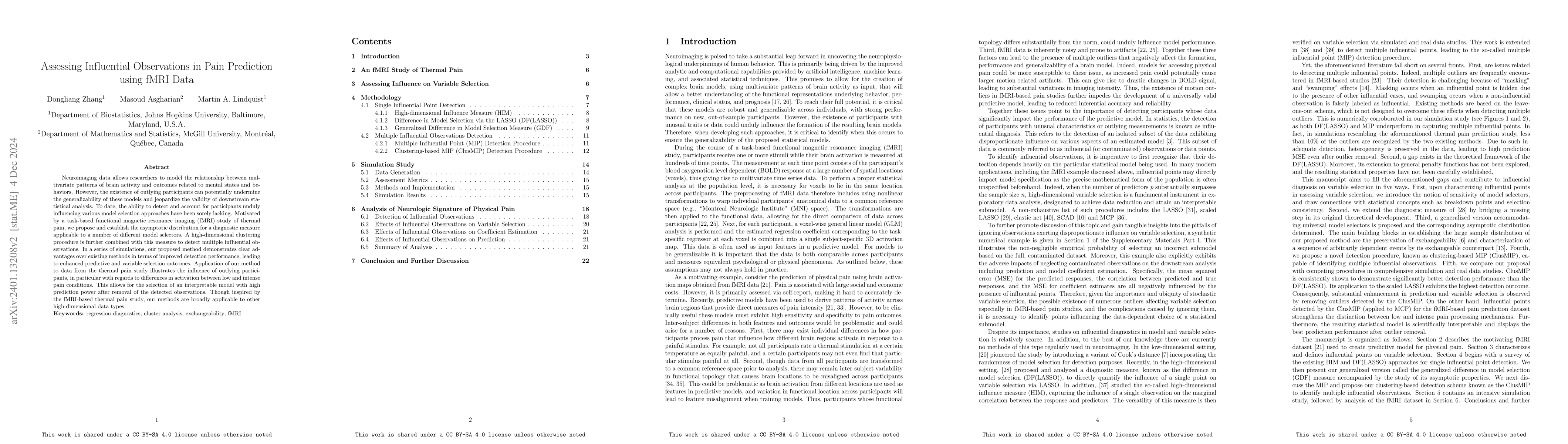 Thumbnail for Assessing Influential Observations in Pain Prediction using fMRI Data