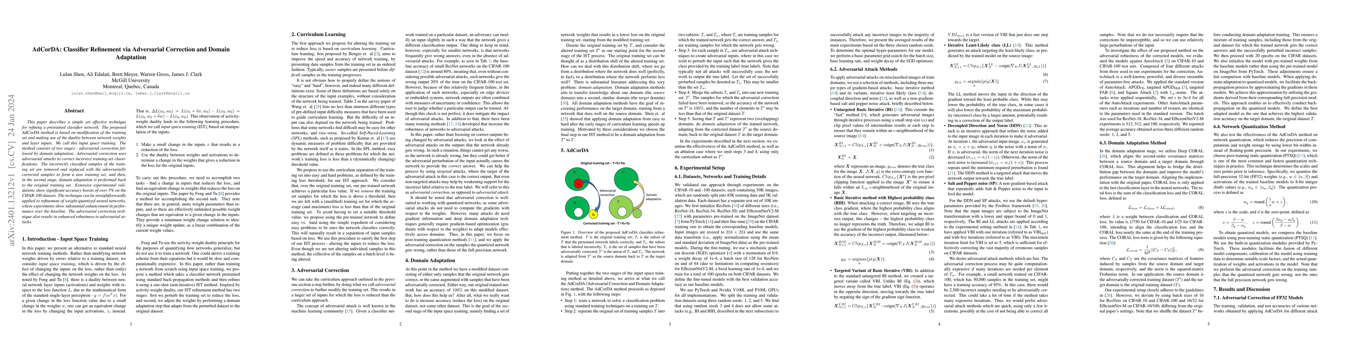 Thumbnail for AdCorDA: Classifier Refinement via Adversarial Correction and Domain
  Adaptation