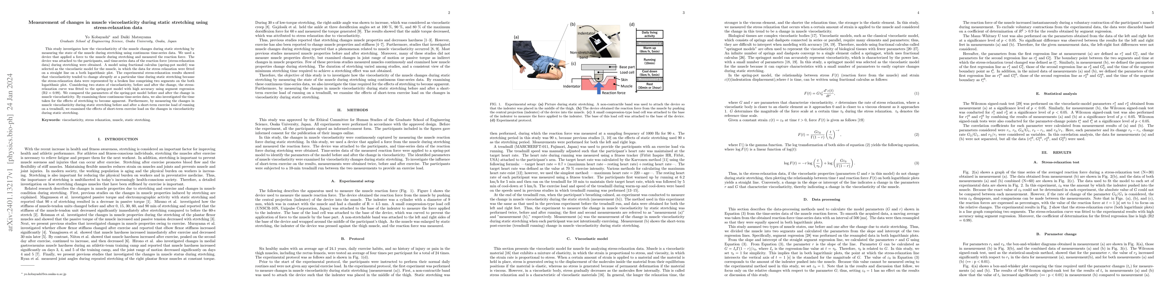 Thumbnail for Measurement of changes in muscle viscoelasticity during static
  stretching using stress-relaxation data