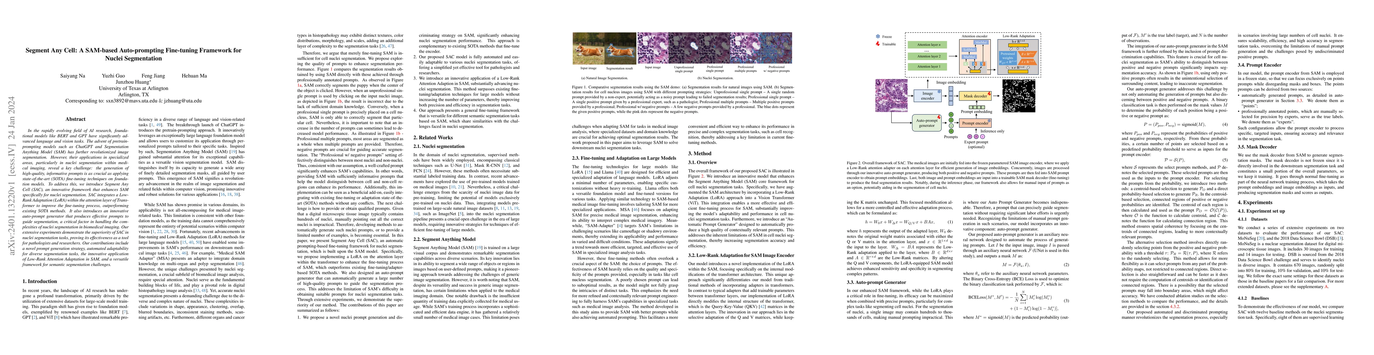 Thumbnail for Segment Any Cell: A SAM-based Auto-prompting Fine-tuning Framework for
  Nuclei Segmentation
