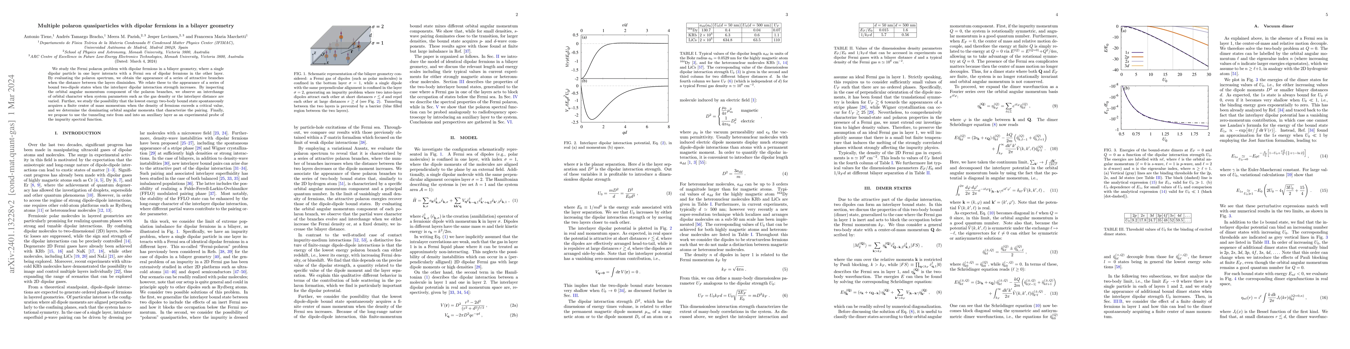 Thumbnail for Multiple polaron quasiparticles with dipolar fermions in a bilayer
  geometry