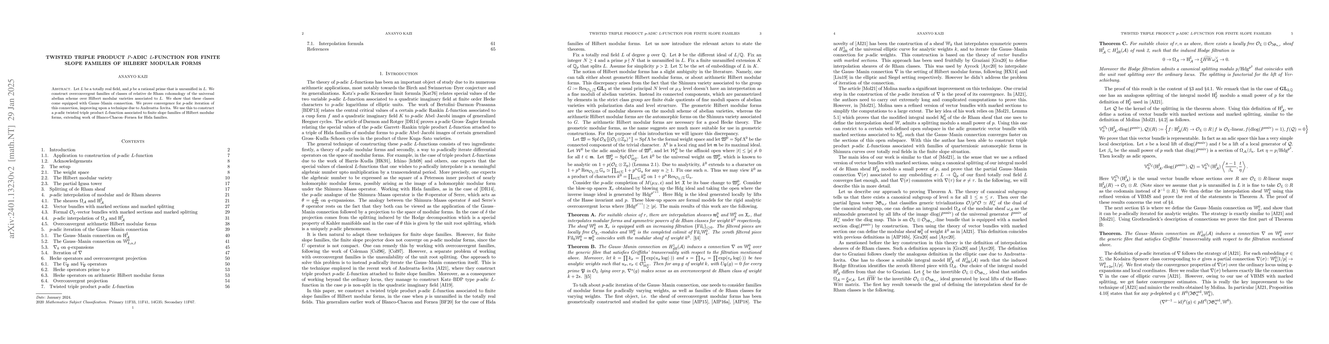 Thumbnail for Twisted Triple Product $p$-adic $L$-function for Finite Slope Families
  of Hilbert Modular Forms