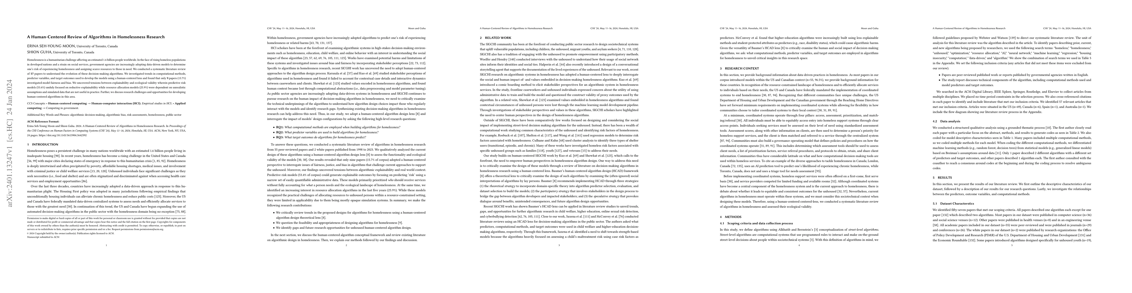 Thumbnail for A Human-Centered Review of Algorithms in Homelessness Research