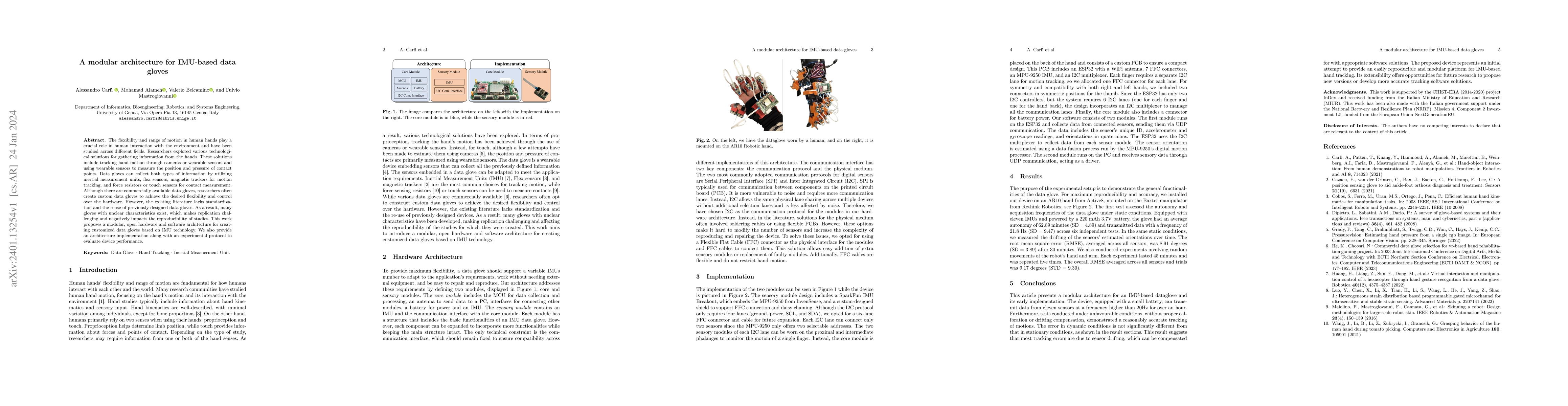 Thumbnail for A modular architecture for IMU-based data gloves