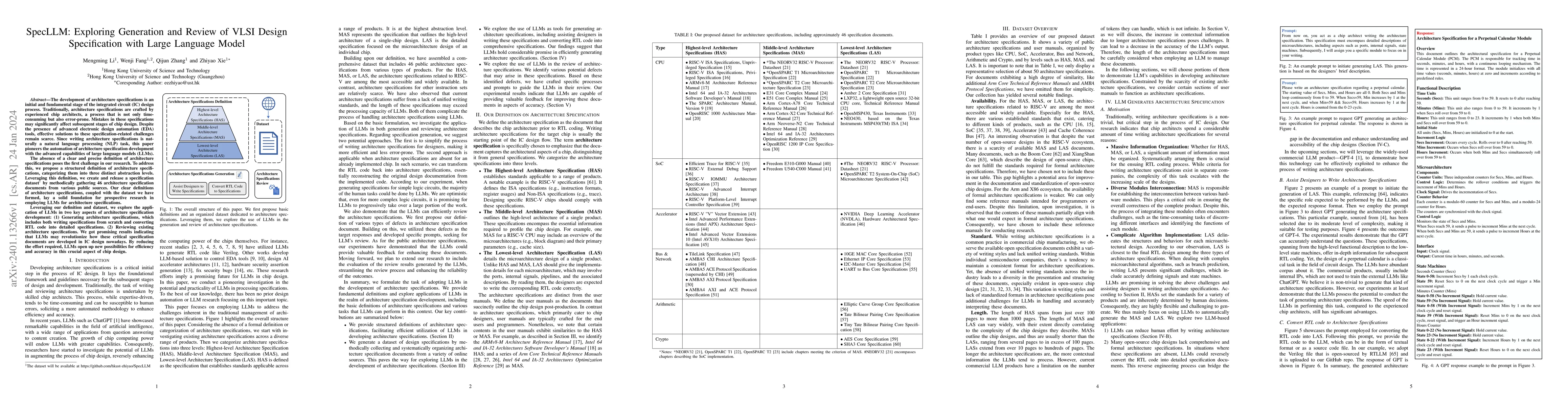 Thumbnail for SpecLLM: Exploring Generation and Review of VLSI Design Specification
  with Large Language Model