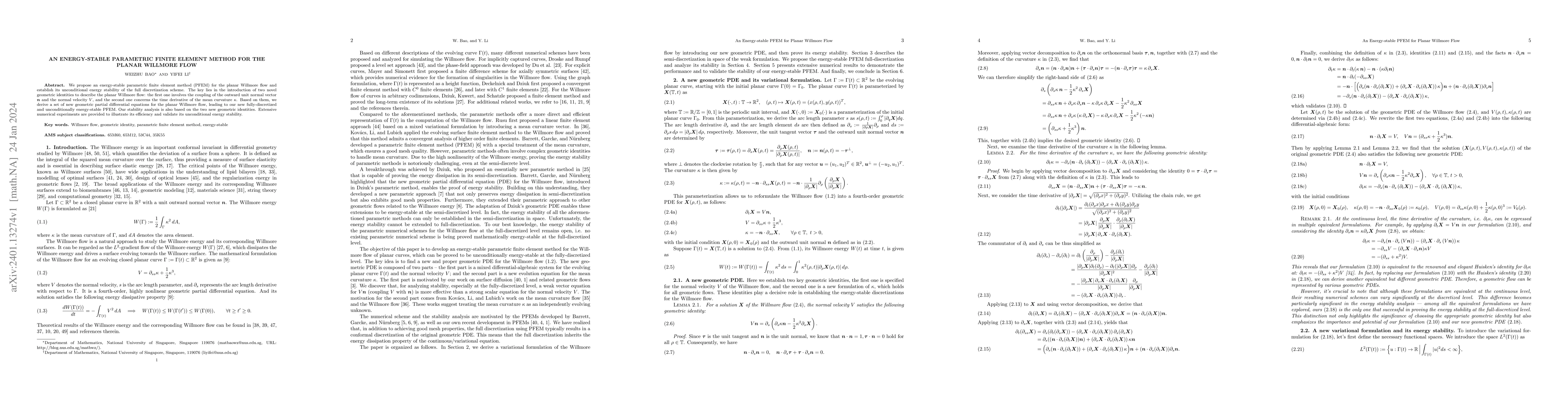 Thumbnail for An energy-stable parametric finite element method for the planar
  Willmore flow