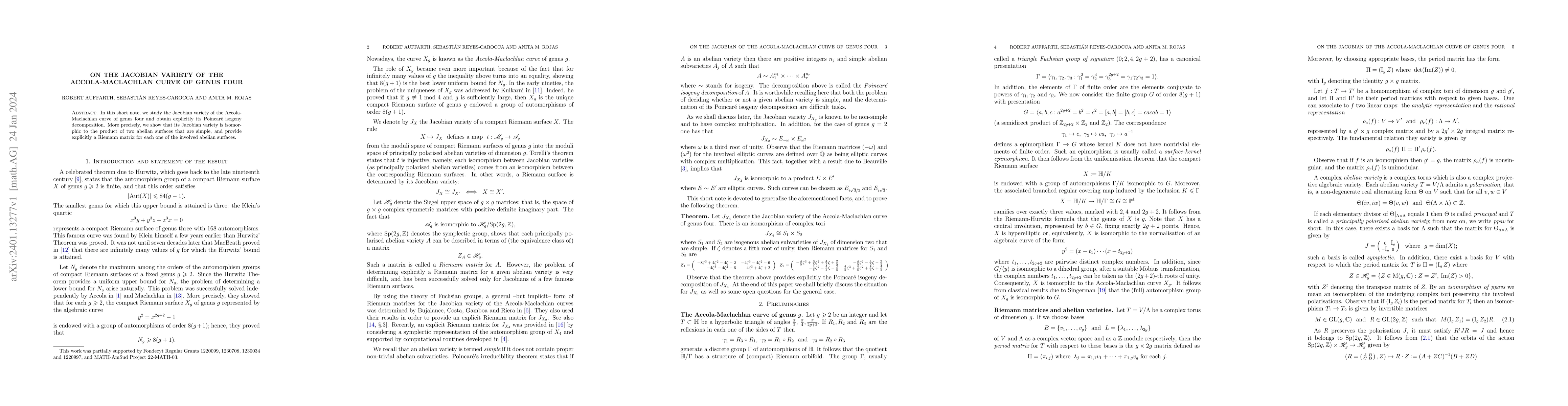 Thumbnail for On the Jacobian variety of the Accola-Maclachlan curve of genus four