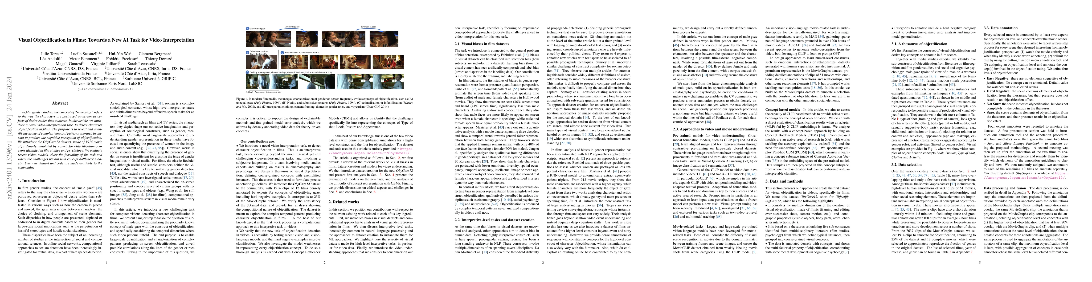 Thumbnail for Visual Objectification in Films: Towards a New AI Task for Video
  Interpretation