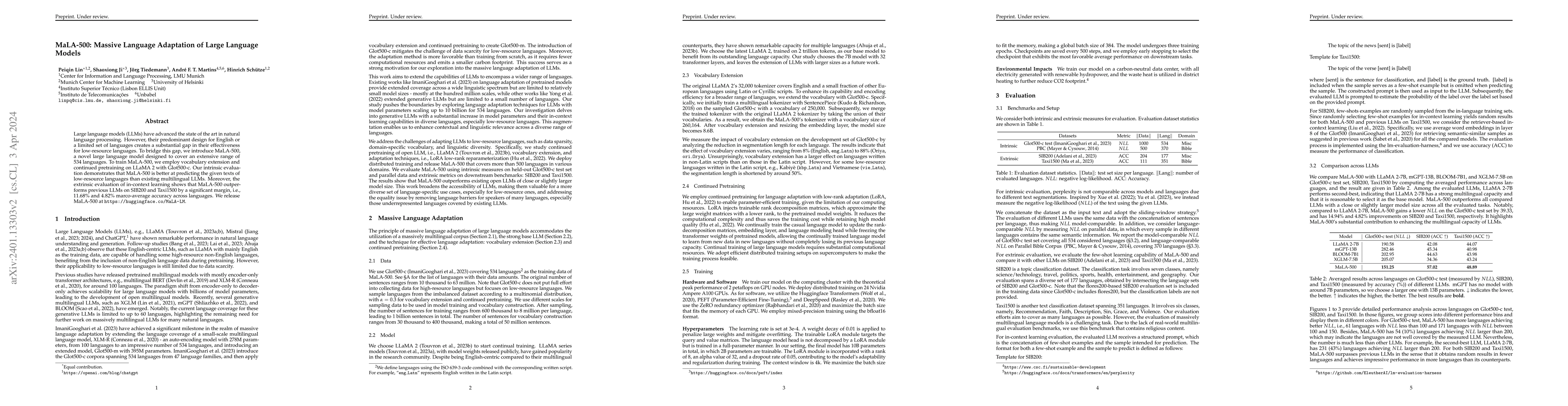Thumbnail for MaLA-500: Massive Language Adaptation of Large Language Models
