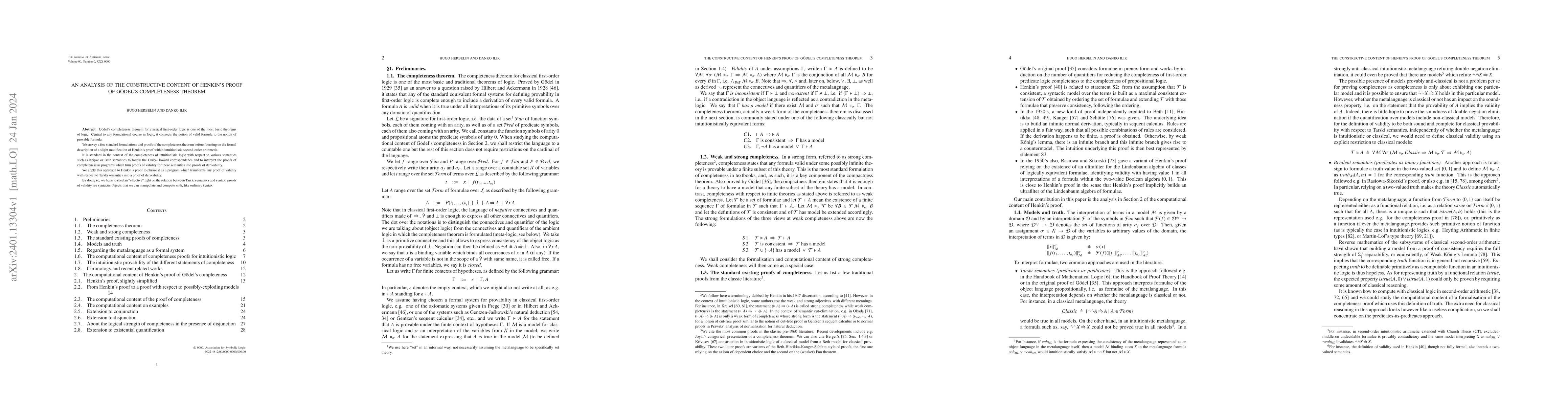 Thumbnail for An analysis of the constructive content of Henkin's proof of G\"odel's
  completeness theorem