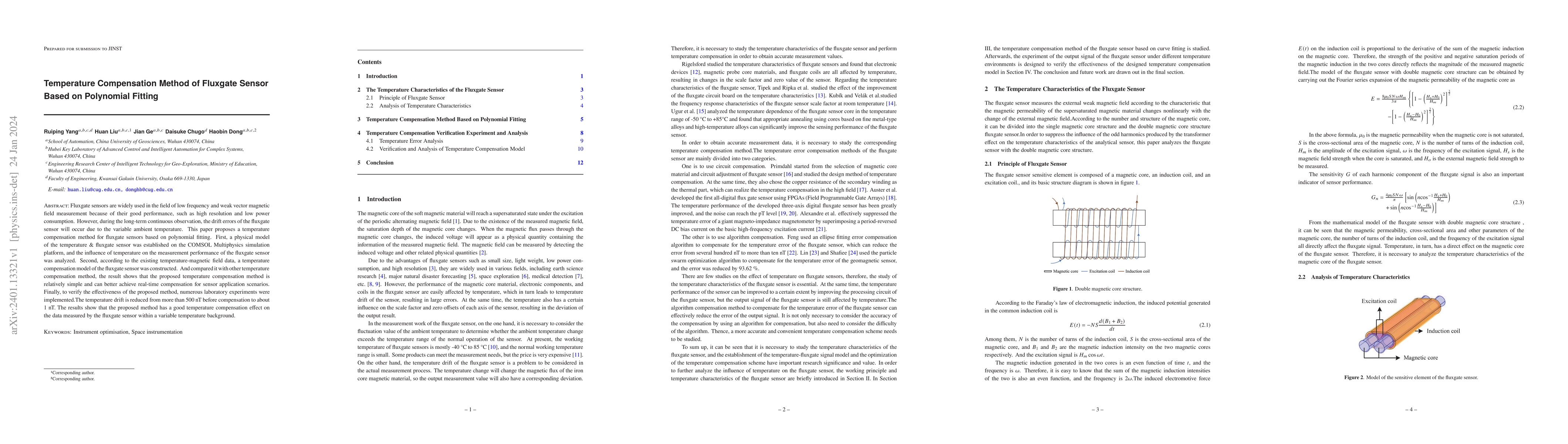 Thumbnail for Temperature Compensation Method of Fluxgate Sensor Based on Polynomial
  Fitting