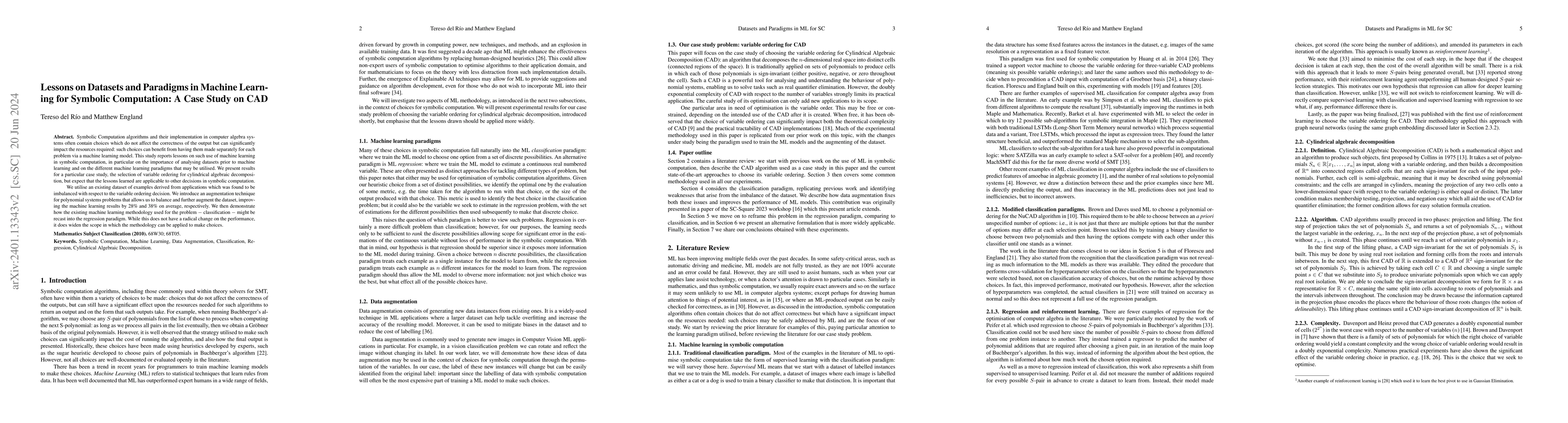 Thumbnail for Lessons on Datasets and Paradigms in Machine Learning for Symbolic
  Computation: A Case Study on CAD