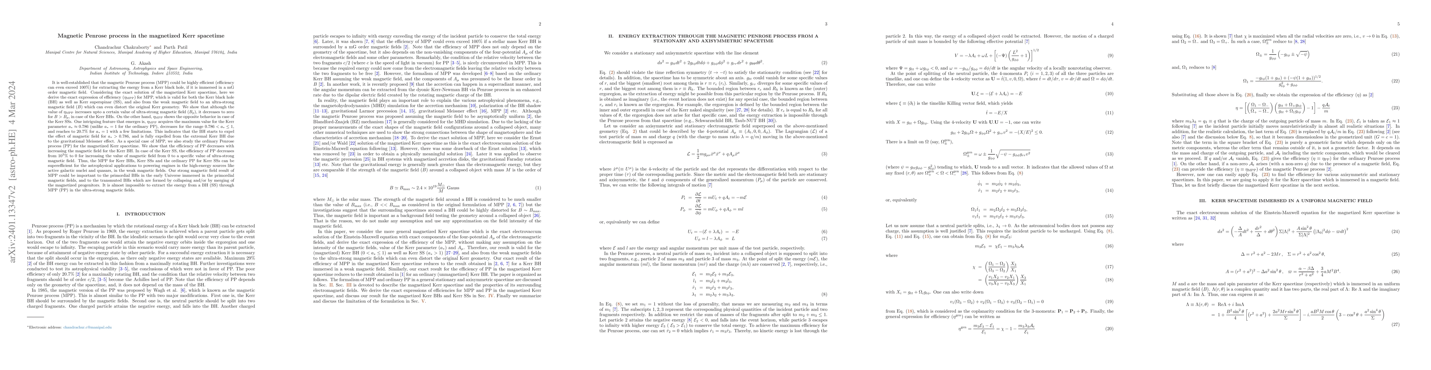 Thumbnail for Magnetic Penrose process in the magnetized Kerr spacetime