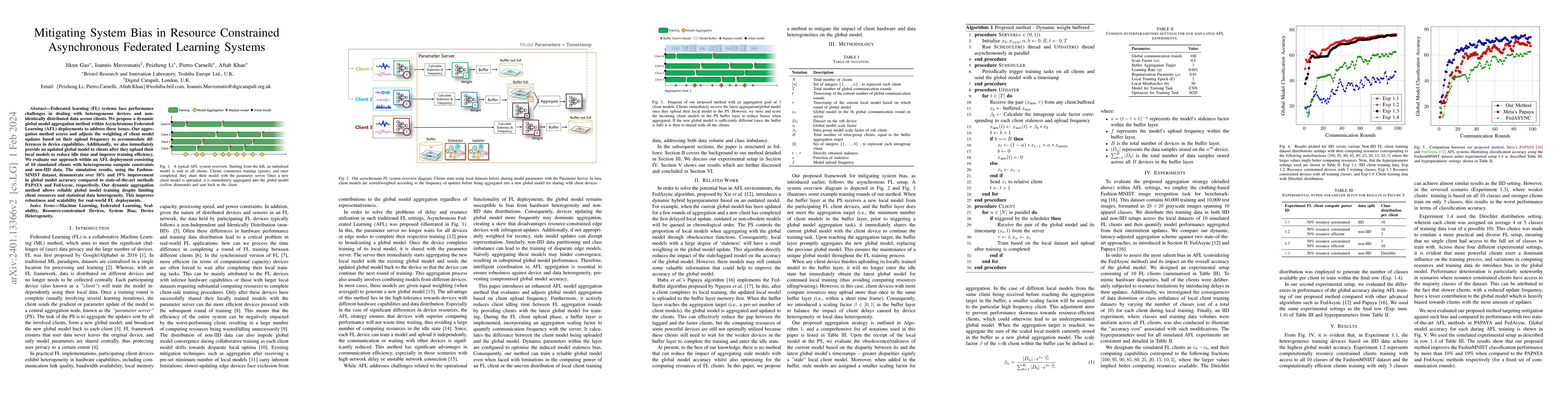 Thumbnail for Mitigating System Bias in Resource Constrained Asynchronous Federated
  Learning Systems