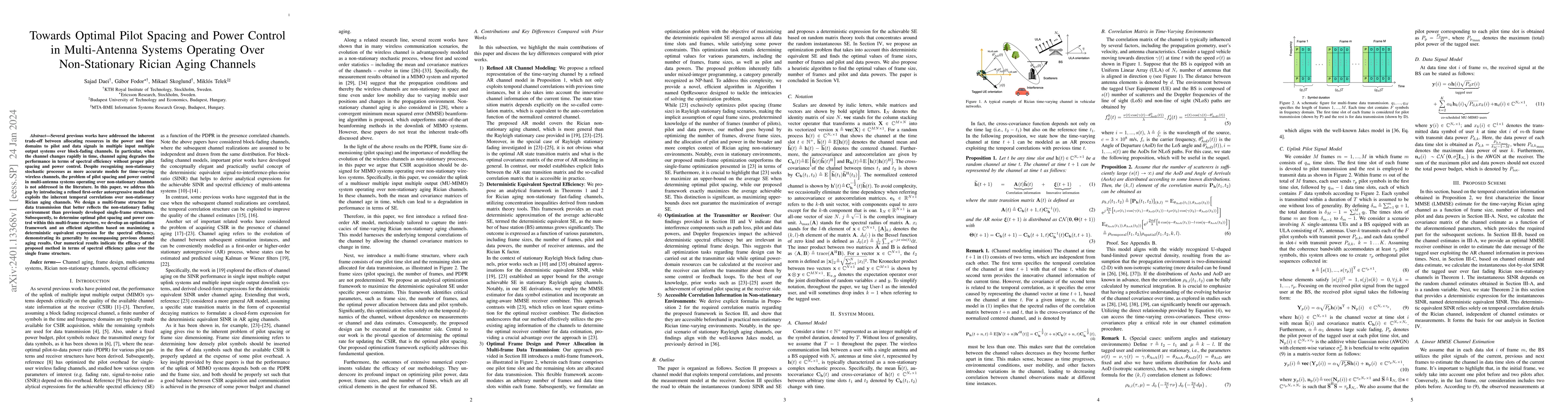 Thumbnail for Towards Optimal Pilot Spacing and Power Control in Multi-Antenna Systems
  Operating Over Non-Stationary Rician Aging Channels