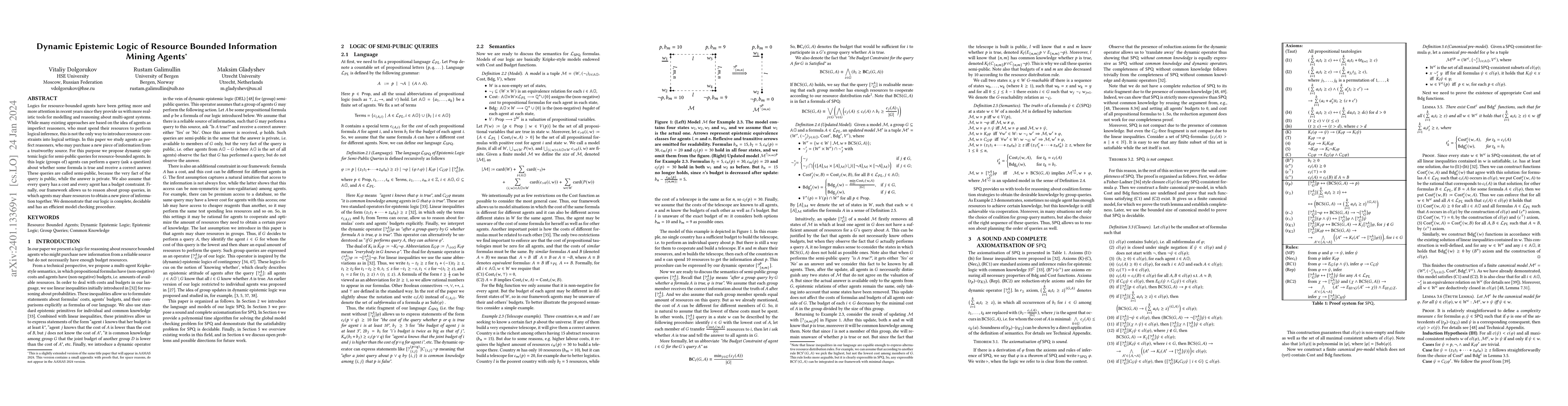 Thumbnail for Dynamic Epistemic Logic of Resource Bounded Information Mining Agents