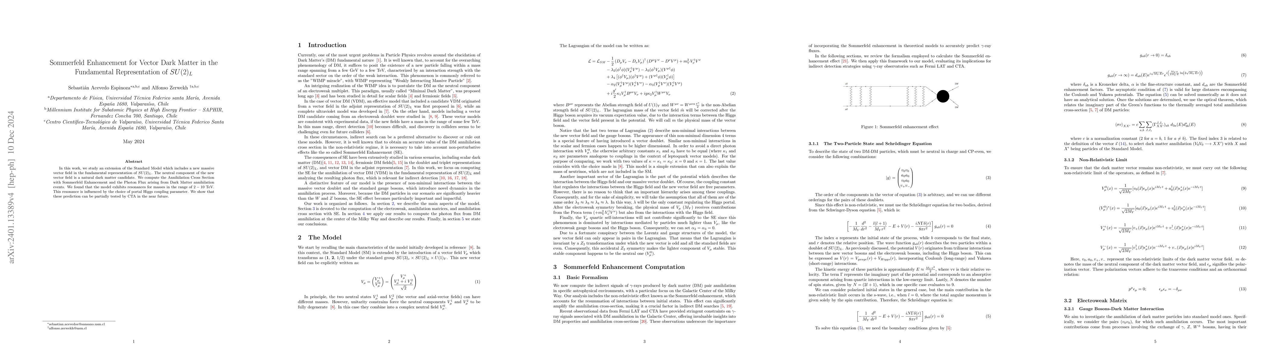 Thumbnail for Sommerfeld Enhancement for Vector Dark Matter in the Fundamental
  Representation of SU(2)_L
