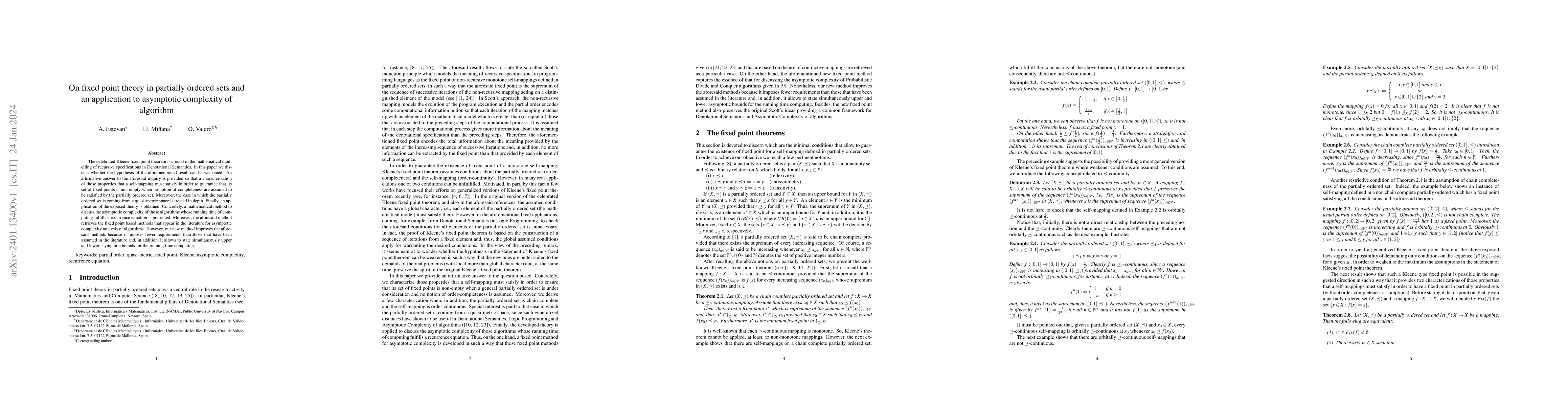 Thumbnail for On fixed point theory in partially ordered sets and an application to
  asymptotic complexity of algorithms