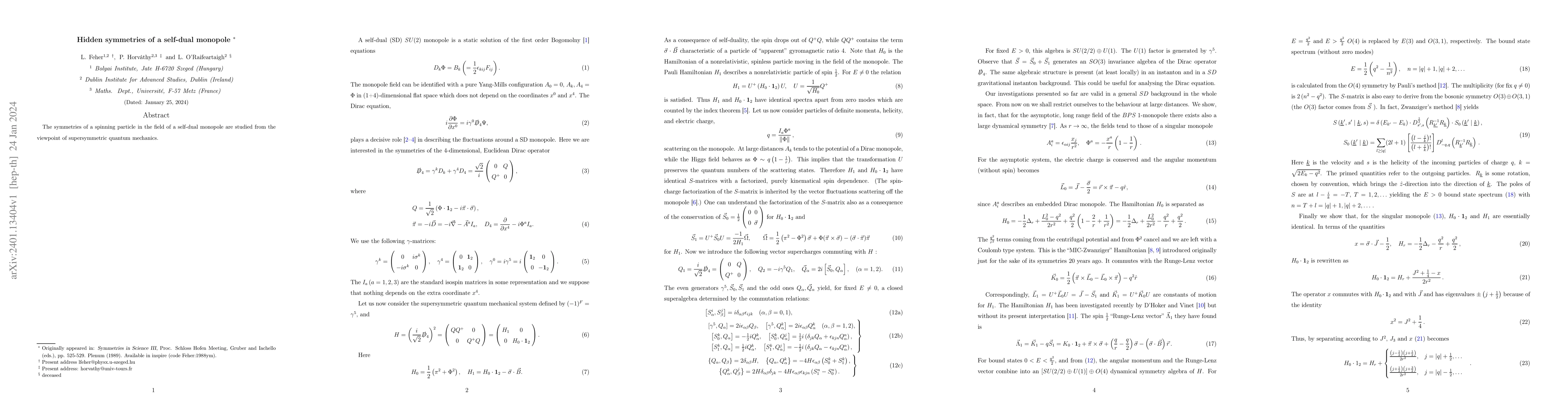 Thumbnail for Hidden symmetries of a self-dual monopole