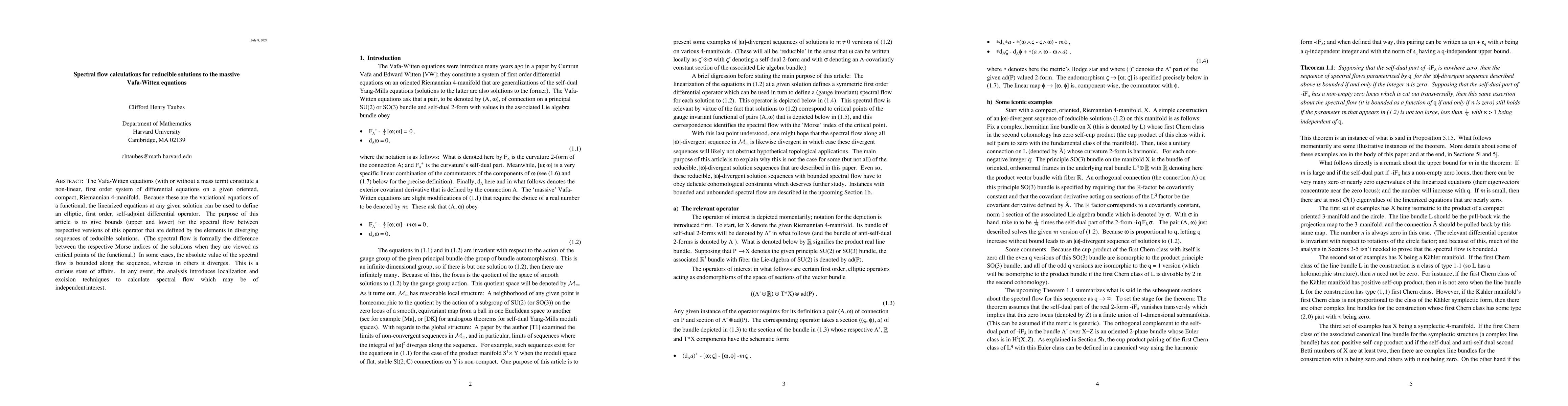 Thumbnail for Spectral flow calculations for reducible solutions to the massive
  Vafa-Witten equations