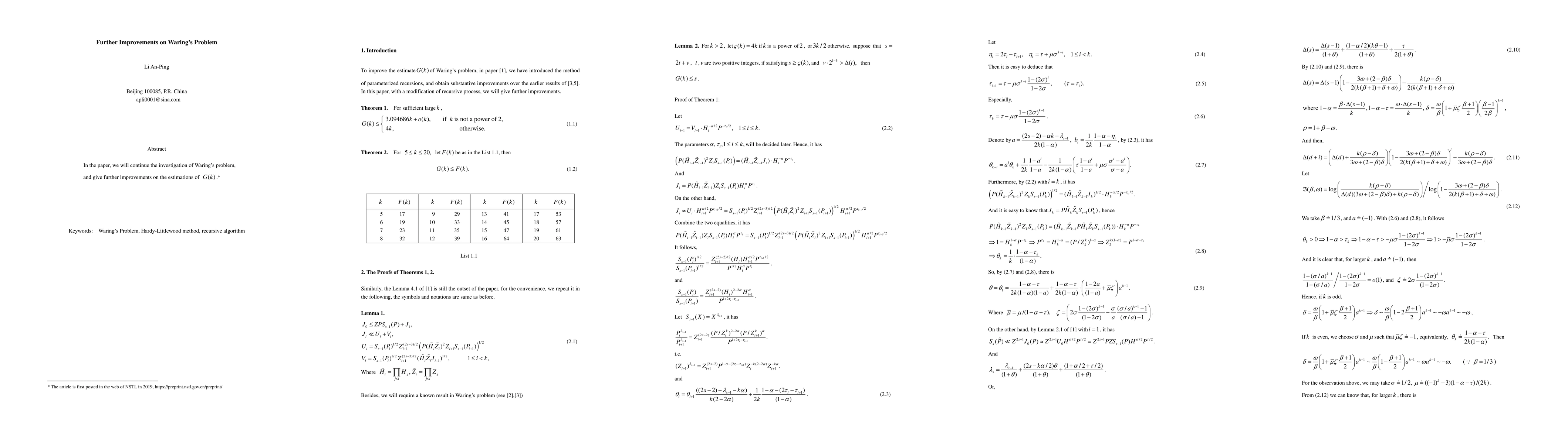 Thumbnail for Further Improvements on Waring's Problem