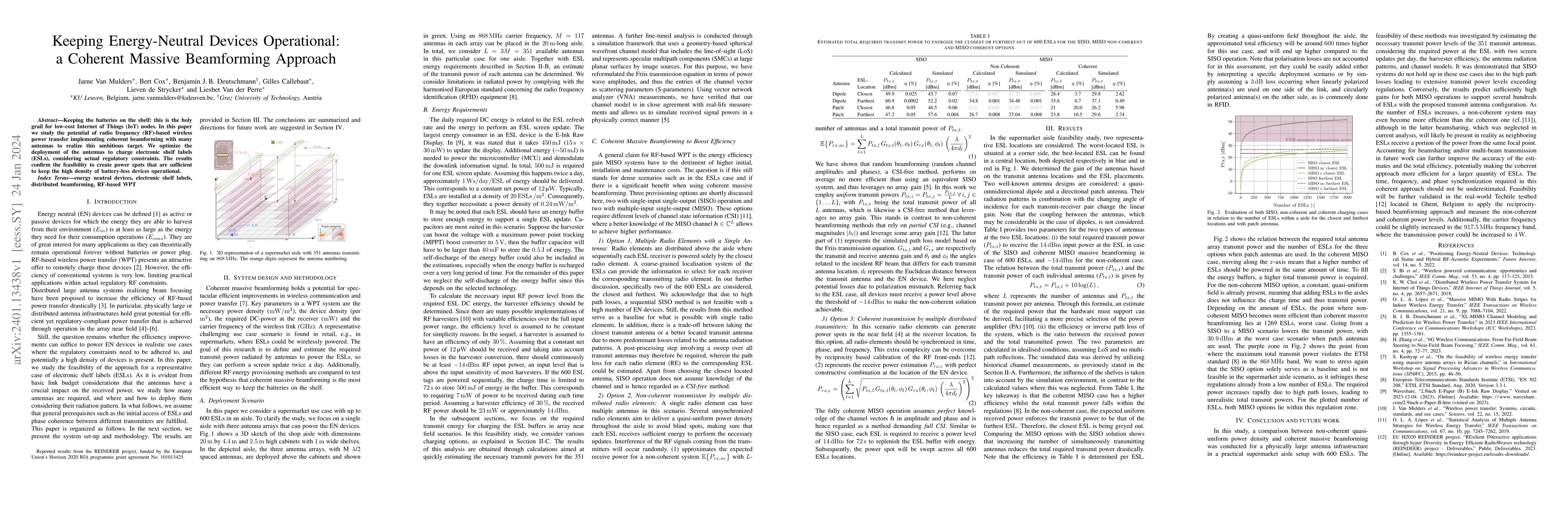 Thumbnail for Keeping Energy-Neutral Devices Operational: a Coherent Massive
  Beamforming Approach