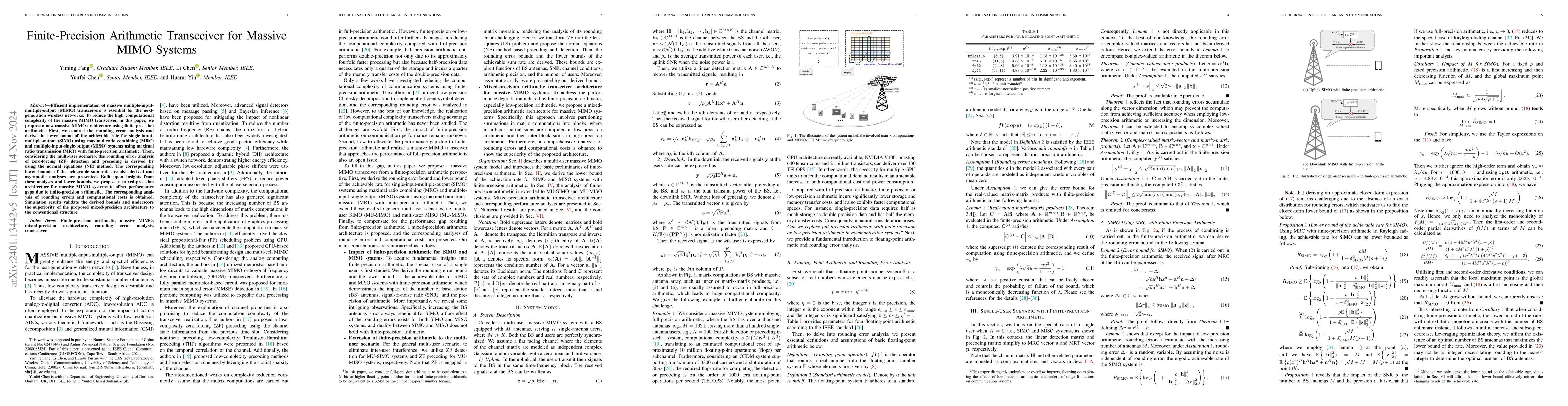 Thumbnail for Finite-Precision Arithmetic Transceiver for Massive MIMO Systems