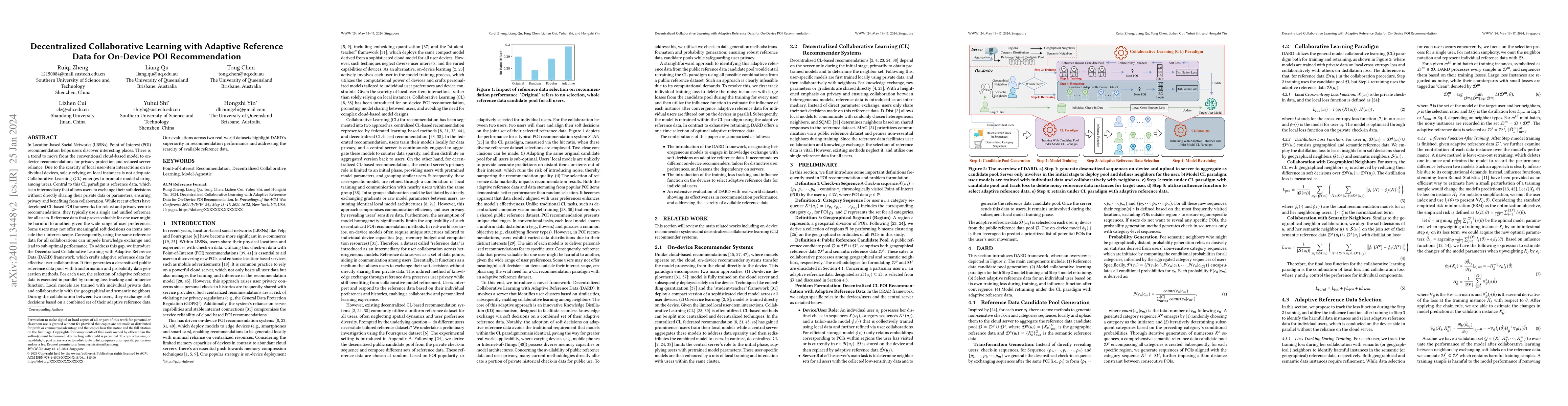 Thumbnail for Decentralized Collaborative Learning with Adaptive Reference Data for
  On-Device POI Recommendation