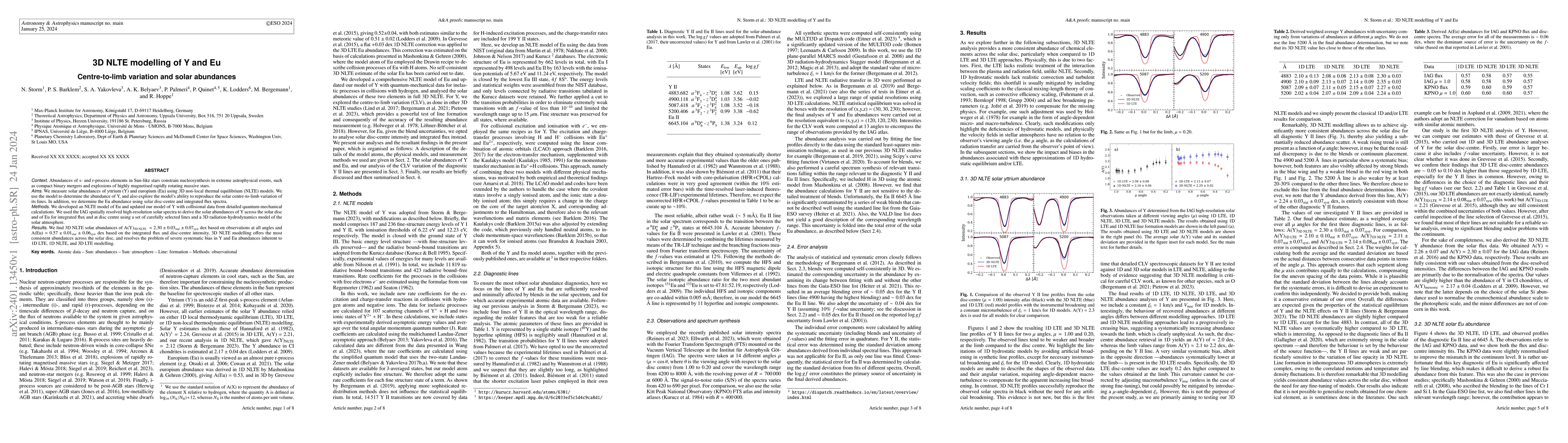 Thumbnail for 3D NLTE modelling of Y and Eu. Centre-to-limb variation and solar
  abundances
