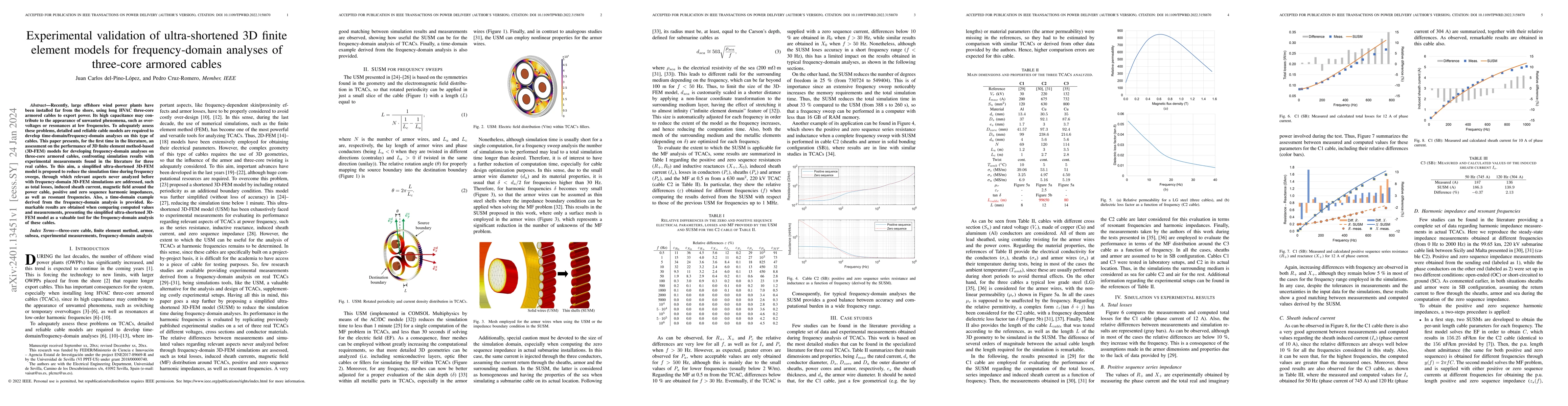 Thumbnail for Experimental validation of ultra-shortened 3D finite element models for
  frequency-domain analyses of three-core armored cables