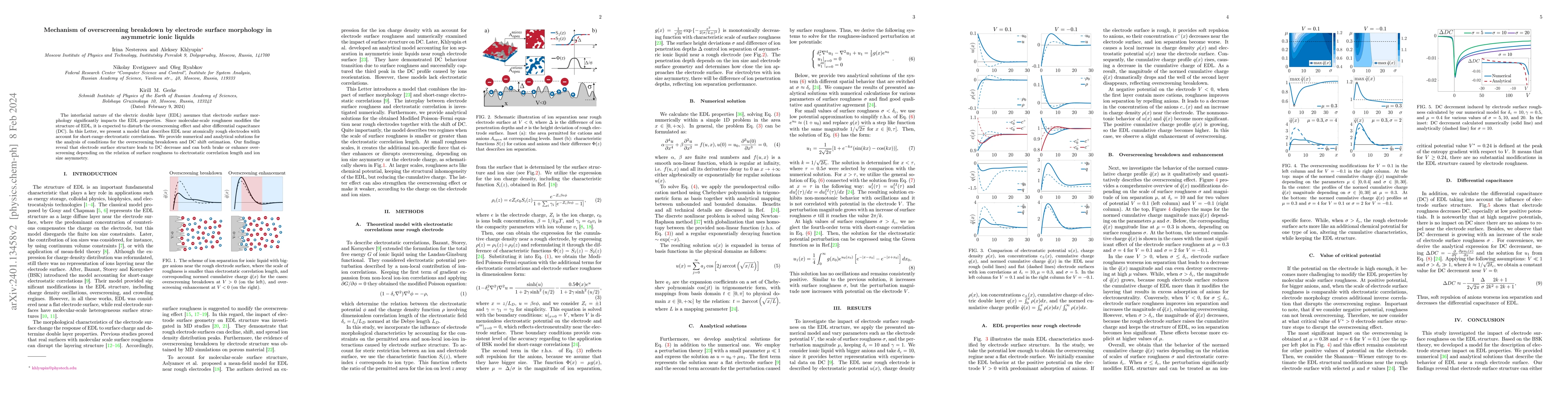 Thumbnail for Mechanism of overscreening breakdown by electrode surface morphology in
  asymmetric ionic liquids