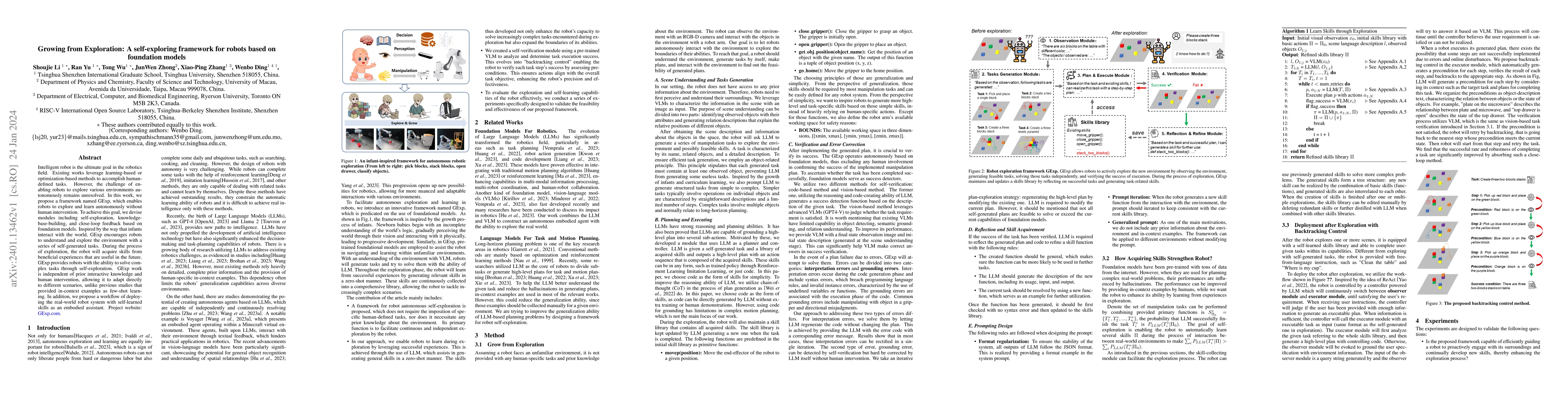 Thumbnail for Growing from Exploration: A self-exploring framework for robots based on
  foundation models