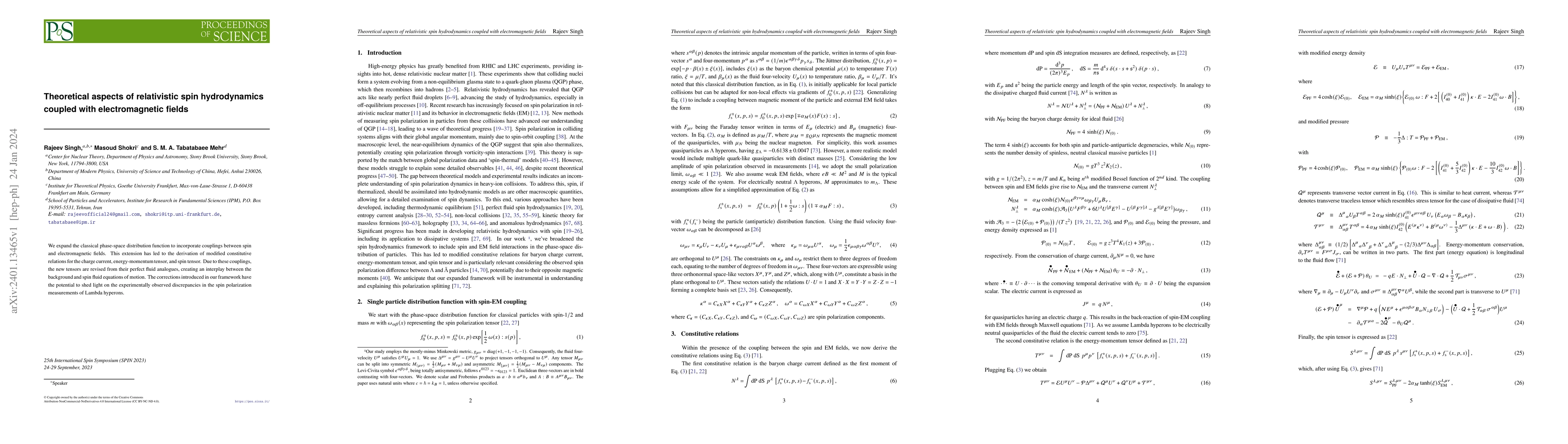 Thumbnail for Theoretical aspects of relativistic spin hydrodynamics coupled with
  electromagnetic fields