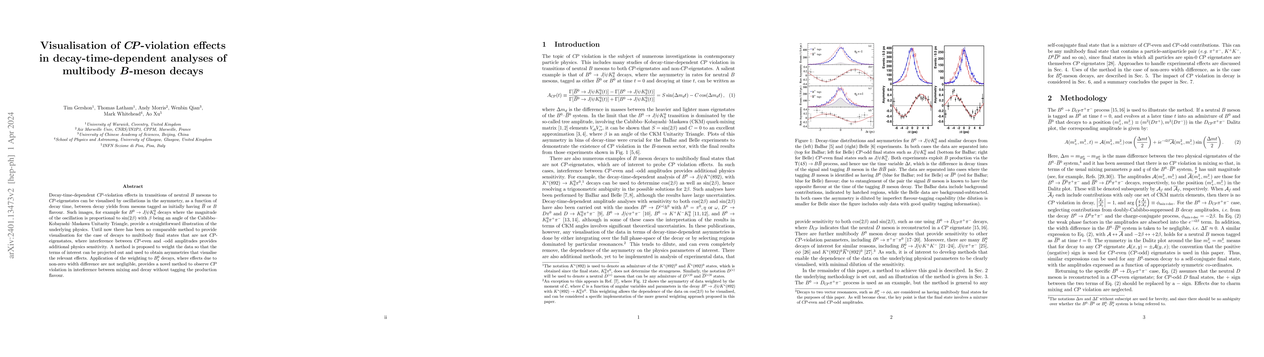Thumbnail for Visualisation of $CP$-violation effects in decay-time-dependent analyses
  of multibody $B$-meson decays