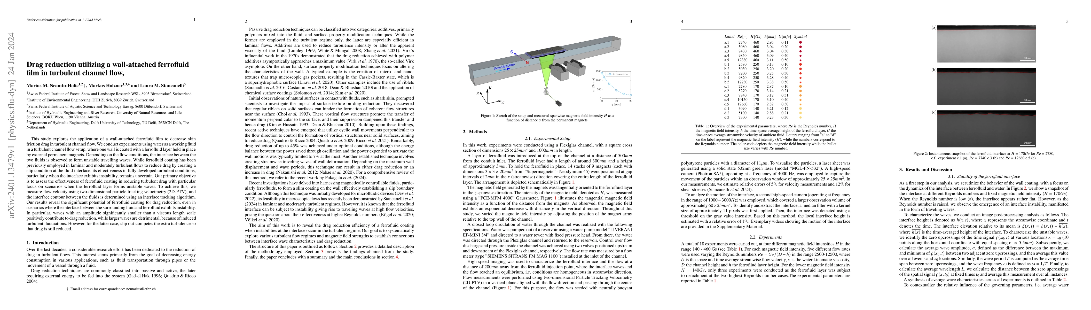 Thumbnail for Drag reduction utilizing a wall-attached ferrofluid film in turbulent
  channel flow