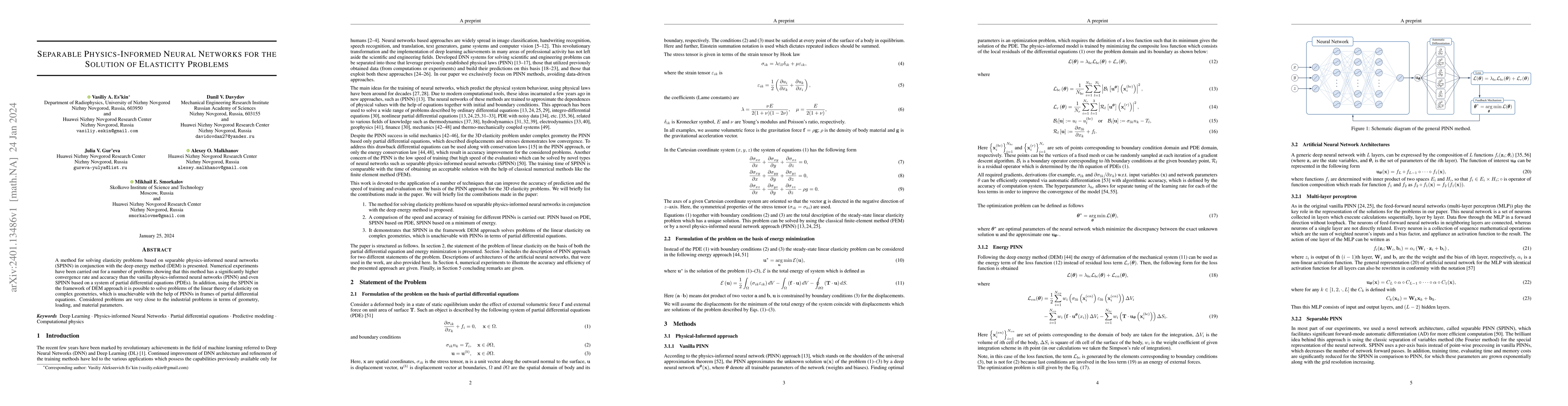 Thumbnail for Separable Physics-Informed Neural Networks for the solution of
  elasticity problems