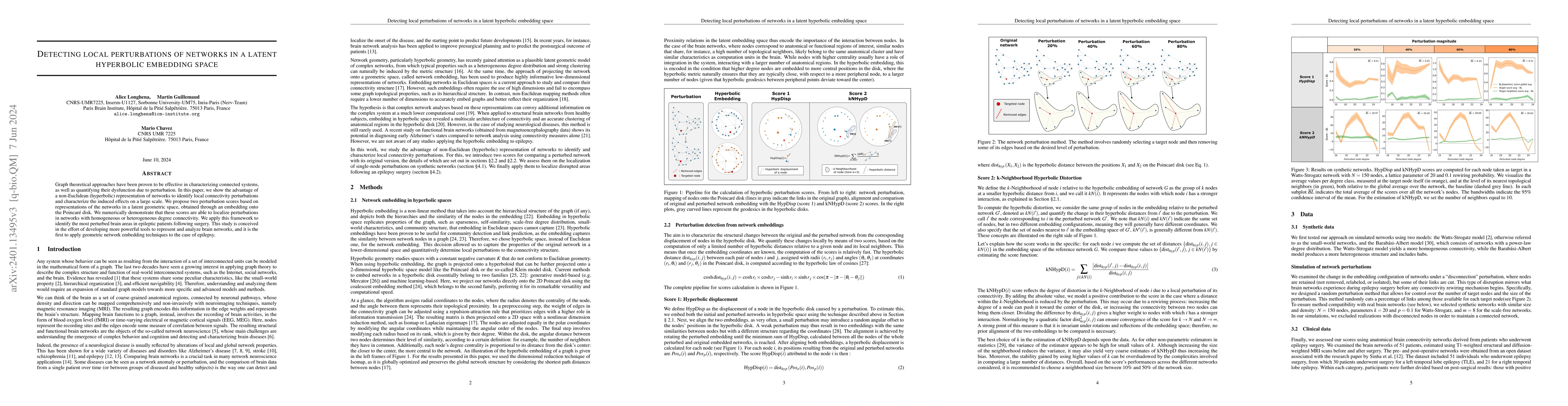 Thumbnail for Detecting local perturbations of networks in a latent hyperbolic
  embedding space