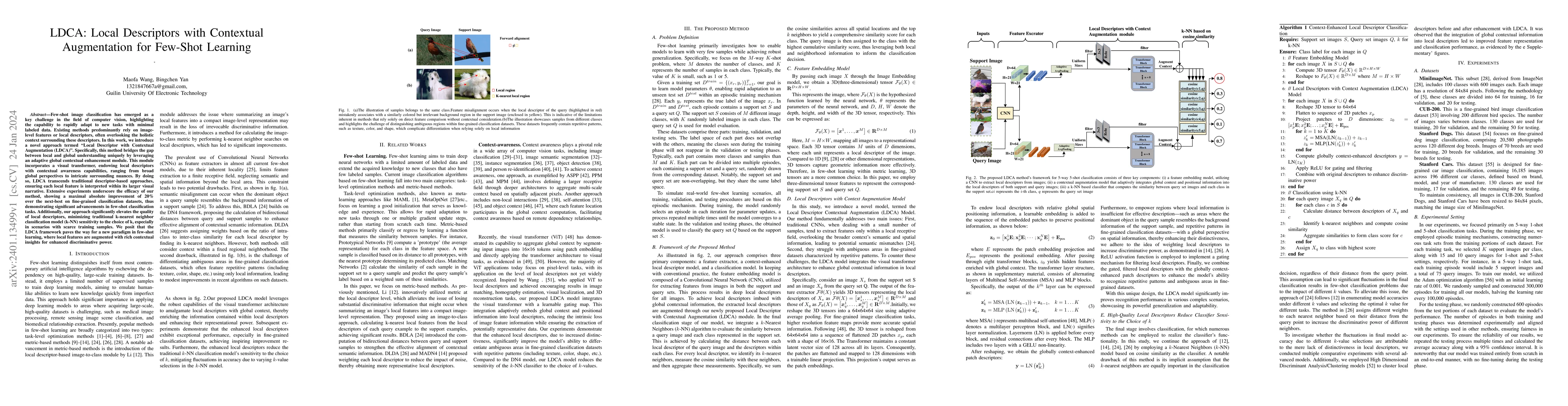 Thumbnail for LDCA: Local Descriptors with Contextual Augmentation for Few-Shot
  Learning