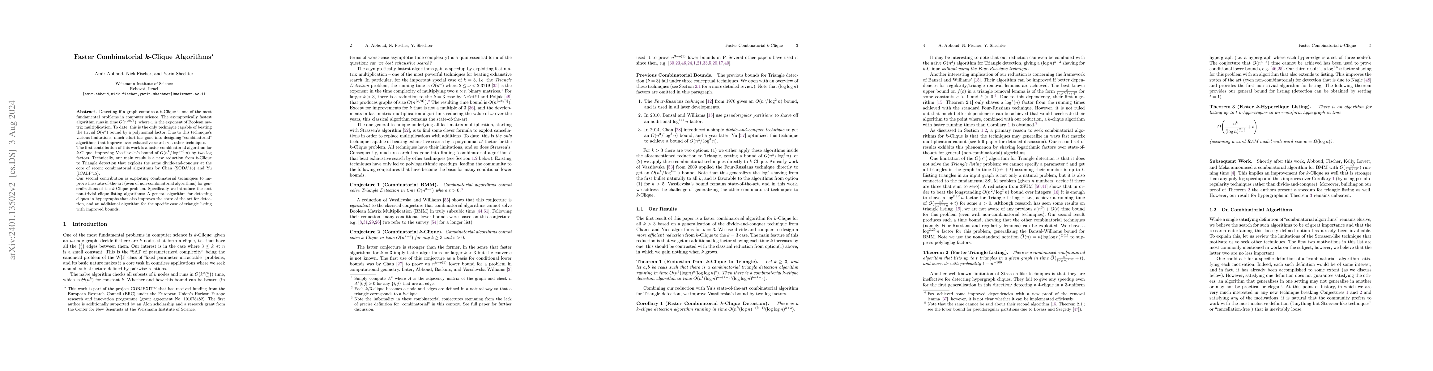 Thumbnail for Faster Combinatorial k-Clique Algorithms