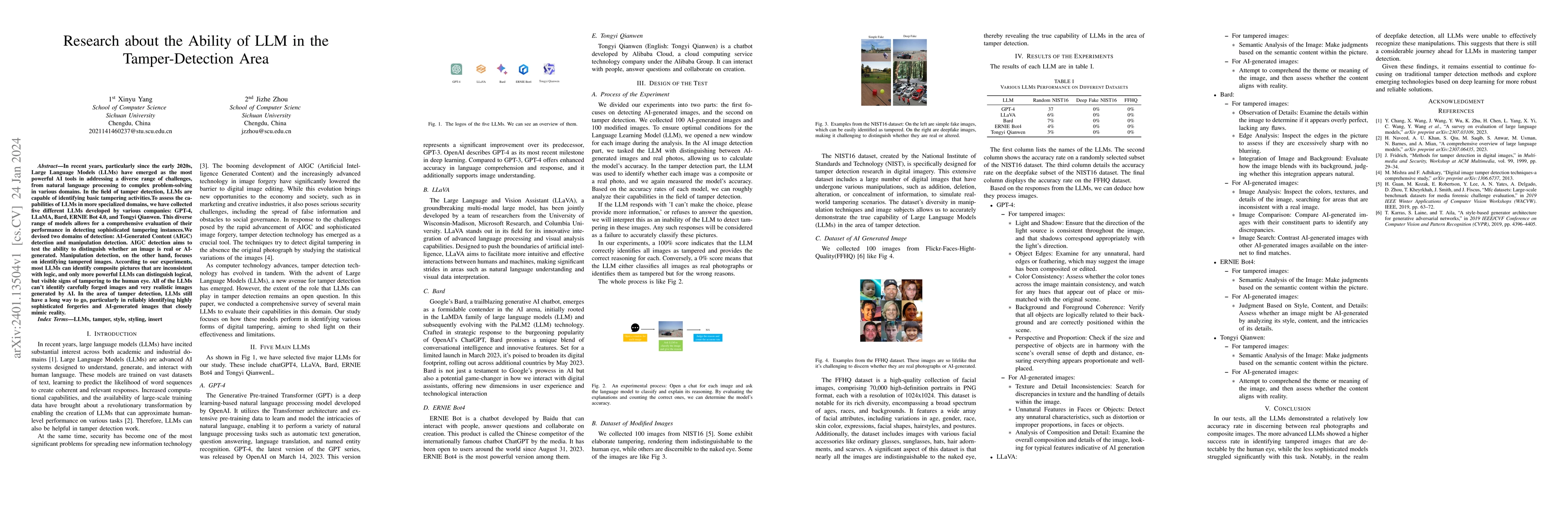 Thumbnail for Research about the Ability of LLM in the Tamper-Detection Area