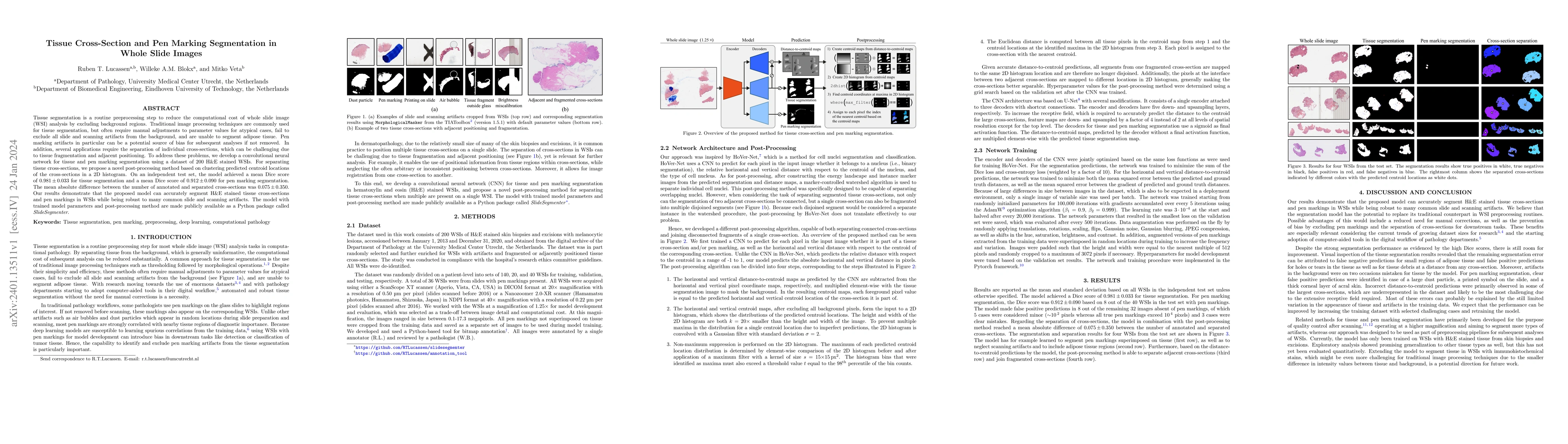 Thumbnail for Tissue Cross-Section and Pen Marking Segmentation in Whole Slide Images