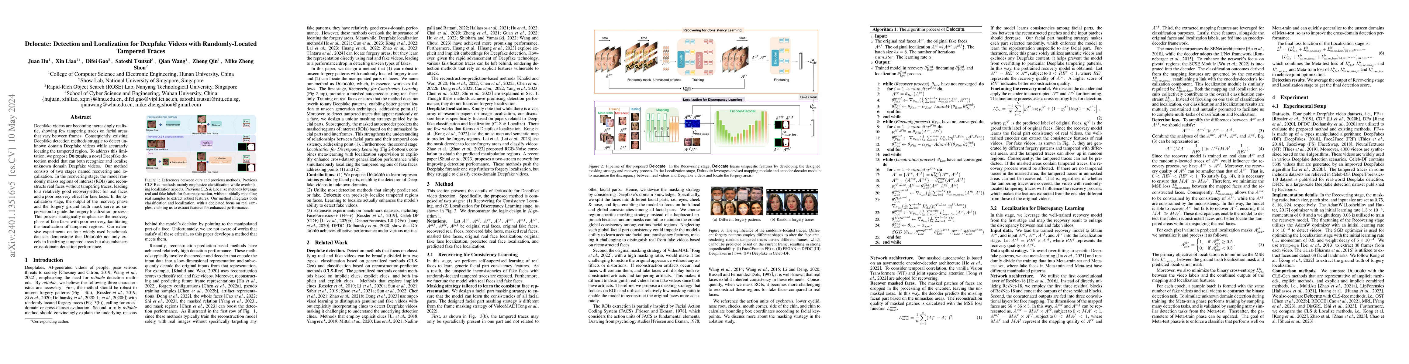 Thumbnail for Delocate: Detection and Localization for Deepfake Videos with
  Randomly-Located Tampered Traces
