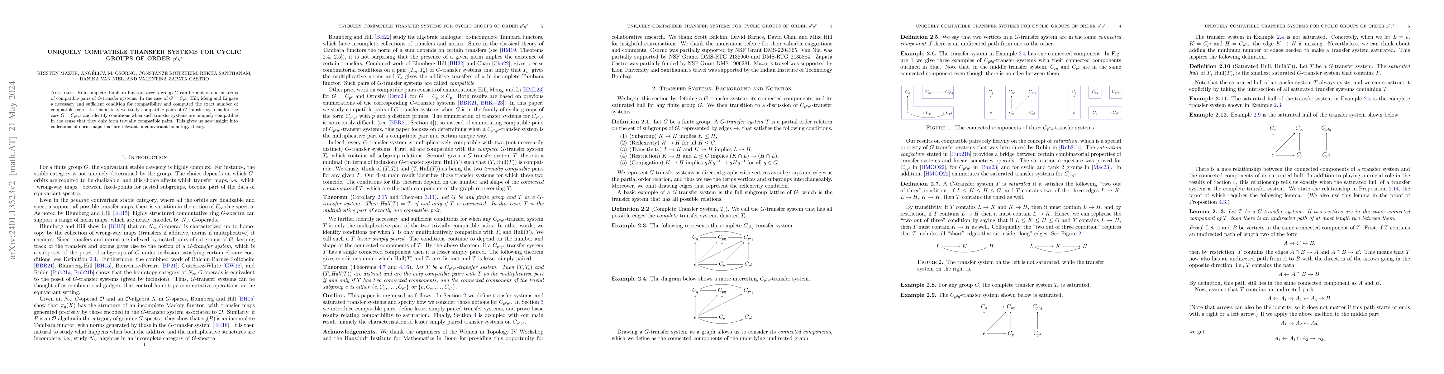 Thumbnail for Uniquely compatible transfer systems for cyclic groups of order $p^rq^s$