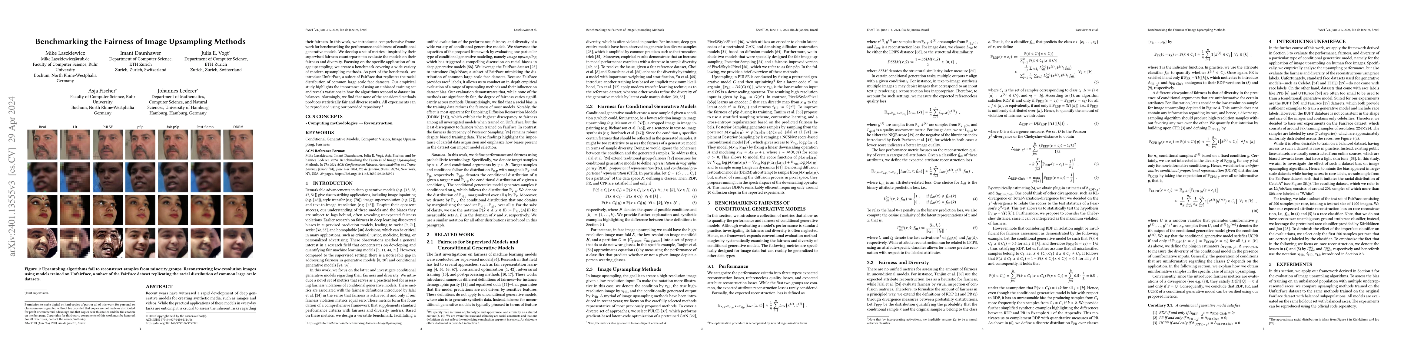 Thumbnail for Benchmarking the Fairness of Image Upsampling Methods