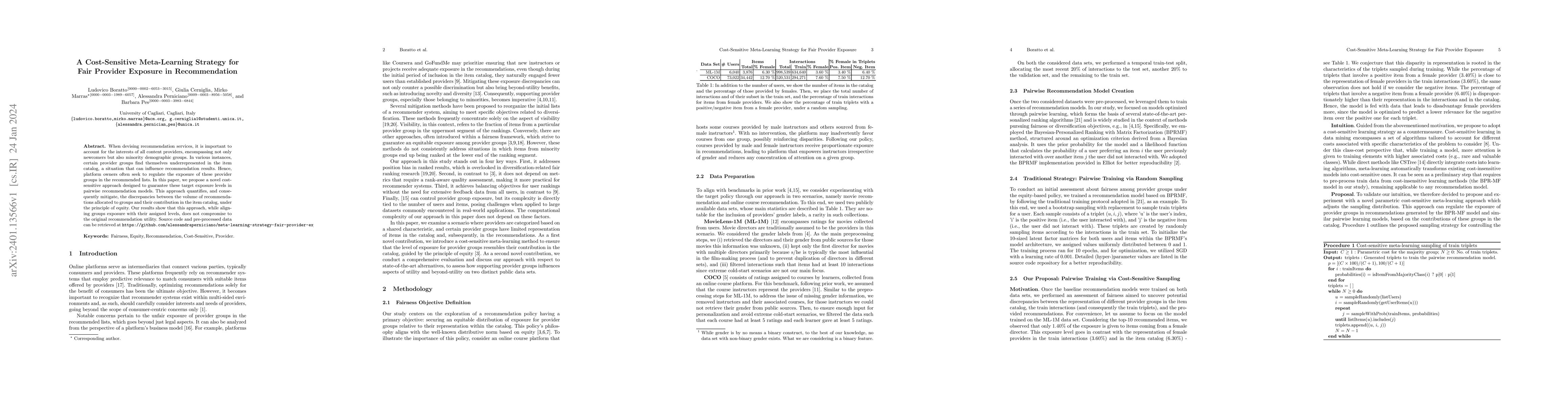 Thumbnail for A Cost-Sensitive Meta-Learning Strategy for Fair Provider Exposure in
  Recommendation