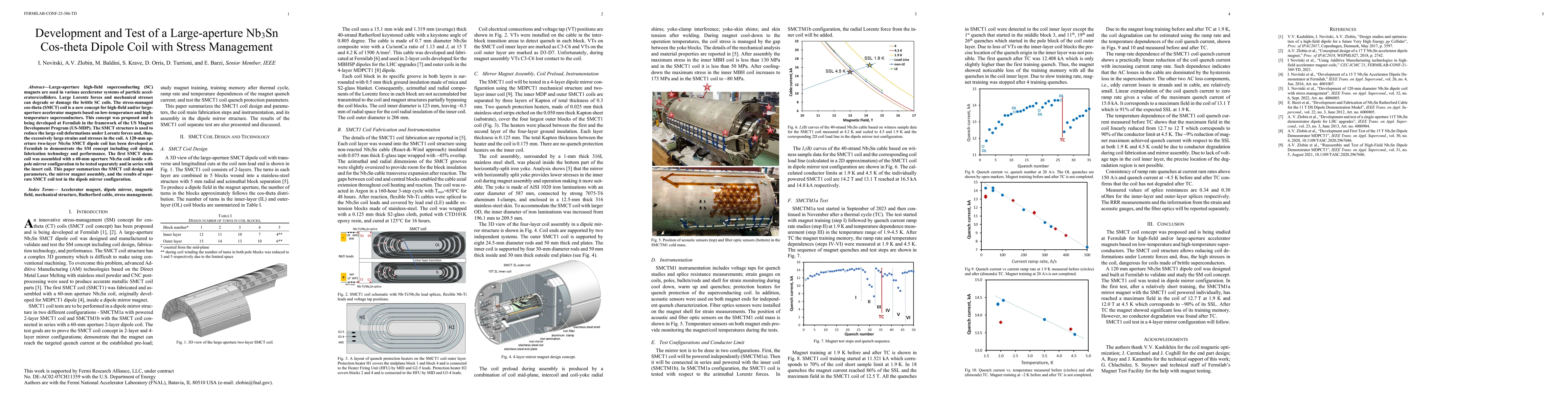 Thumbnail for Development and Test of a Large-aperture Nb3Sn Cos-theta Dipole Coil
  with Stress Management
