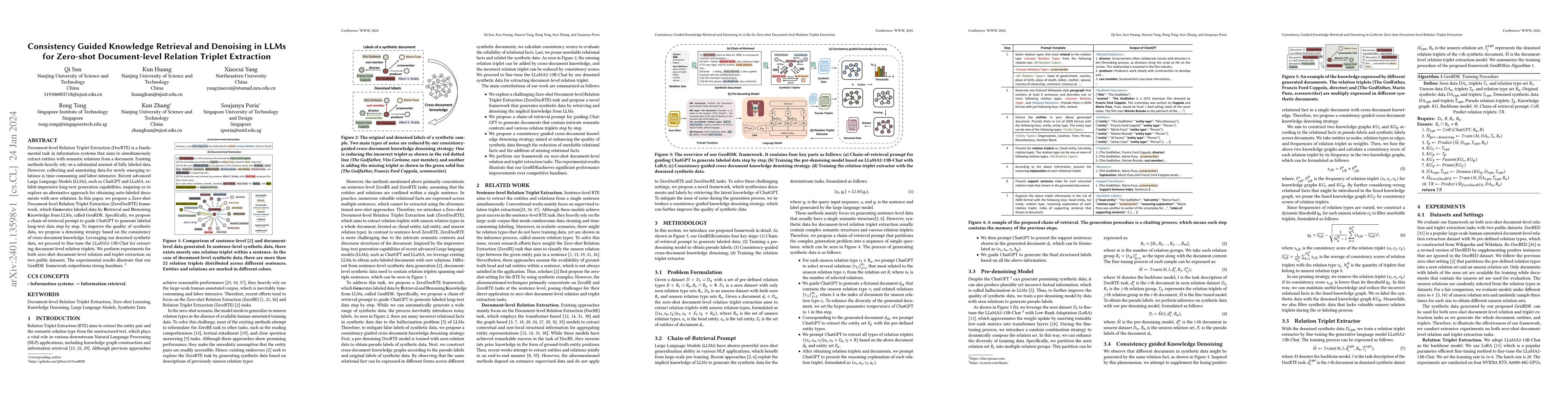 Thumbnail for Consistency Guided Knowledge Retrieval and Denoising in LLMs for
  Zero-shot Document-level Relation Triplet Extraction