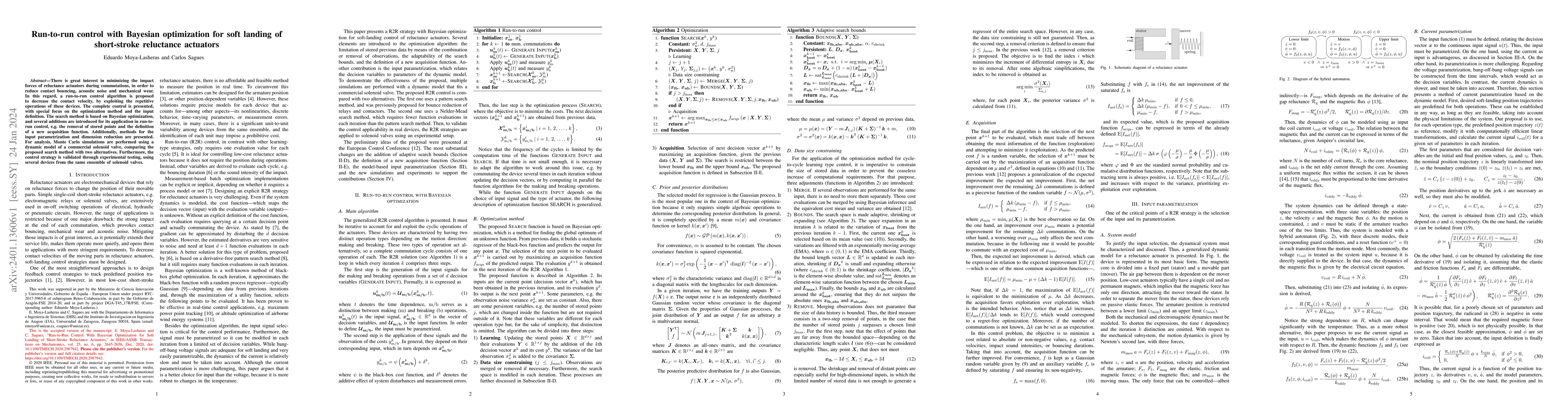 Thumbnail for Run-to-Run Control With Bayesian Optimization for Soft Landing of
  Short-Stroke Reluctance Actuators