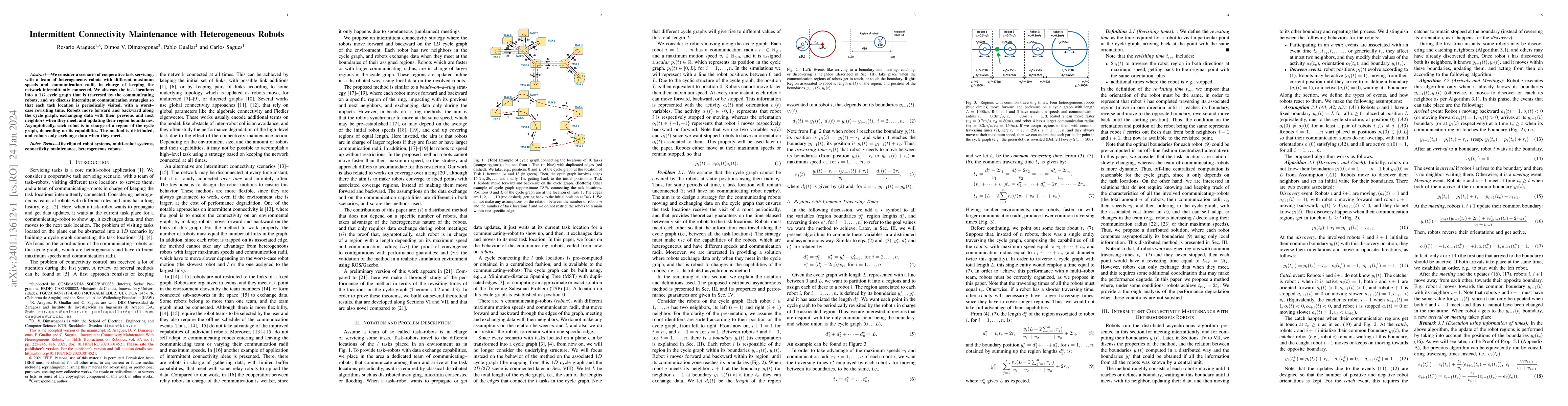 Thumbnail for Intermittent Connectivity Maintenance With Heterogeneous Robots