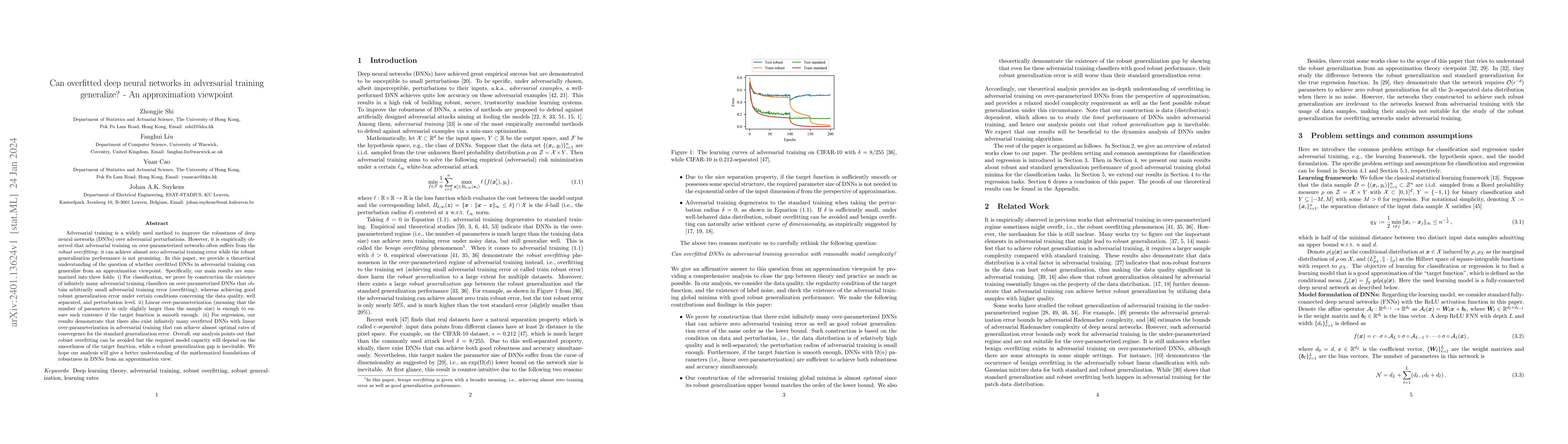 Thumbnail for Can overfitted deep neural networks in adversarial training generalize?
  -- An approximation viewpoint